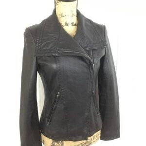Womens Genuine Leather Moto Jacket Black Michael Kors XS
